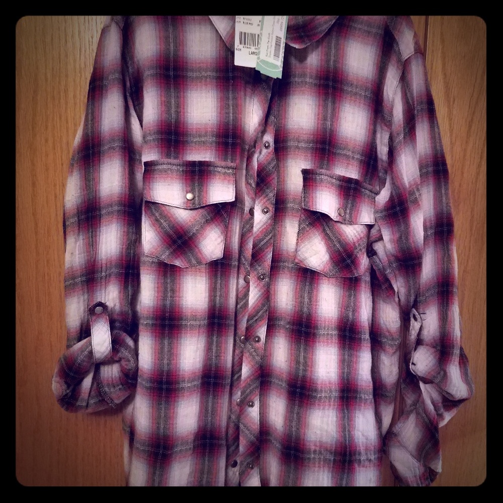 Blue & Red Checked Lightweight Flannel Shirt